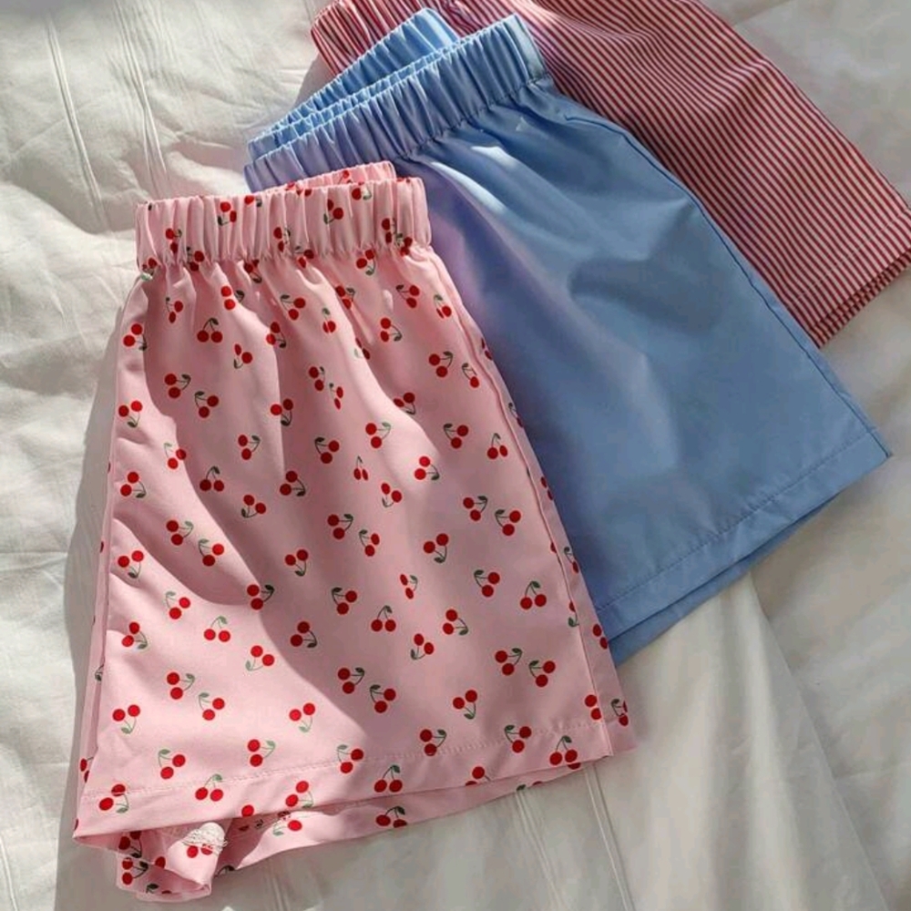 Cherry Print Pink and Blue Short Set